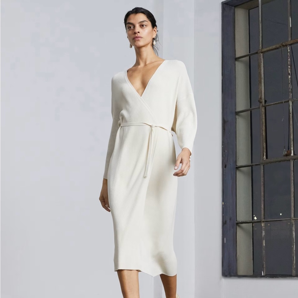 NWT Ribbed Wrap Midi Dress, Everlane